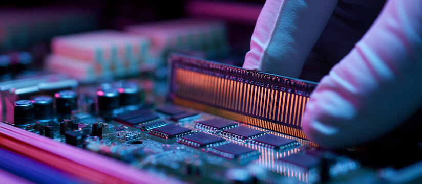 installs high speed RAM module on circuit board