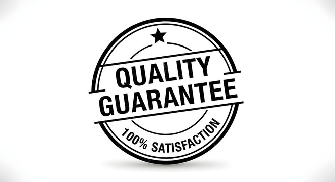 Black Quality Guarantee 100% Satisfaction Stamp Vector Icon isolated PNG with Transparent Background