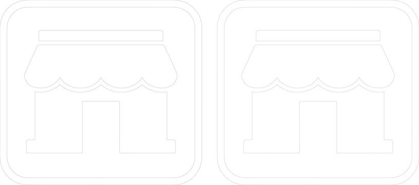 Icono de tienda lineal minimalista, conjunto de 2 elementos vectoriales de comercio, s&iacute;mbolo de fachada de negocio minorista en formato EPS
