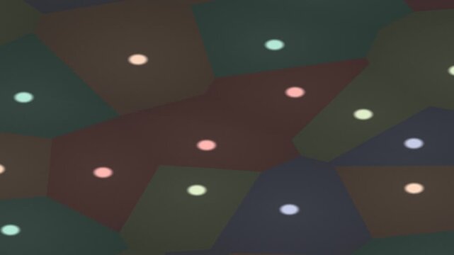 Abstract geometric pattern of colored polygons with blurred circles at their centers