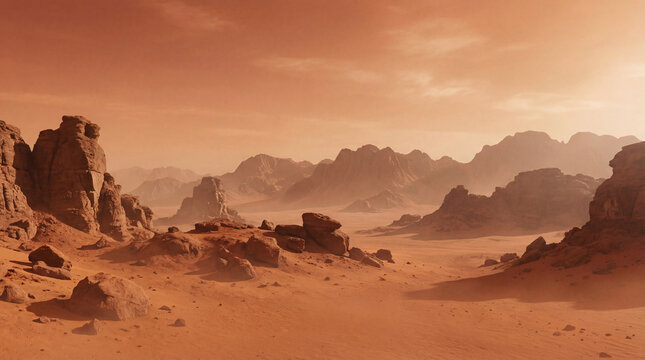 Planet Mars from Space with Detailed Red Surface and Clean Background