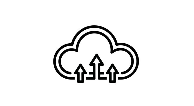 Cloud data upload icon representing cloud computing, and digital information processing