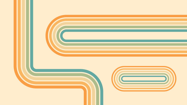 Abstract background of rainbow groovy Wavy Line design in 1970s Hippie Retro style. Vector pattern ready to use for cloth, textile, wrap and other.