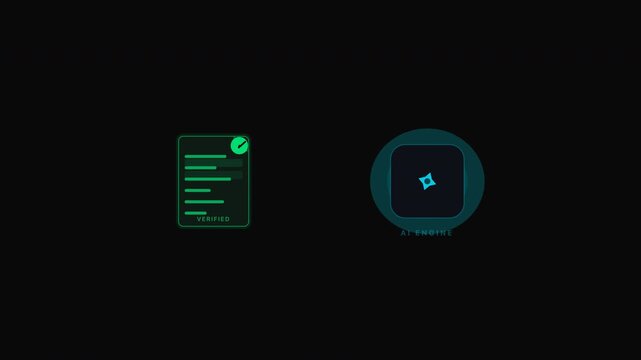 Doc To Ai Process icons of a checklist and a play symbol. Suitable for presentation slides or digital marketing materials.