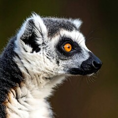 Fototapeta premium Ring-tailed lemur in profile, showcasing its distinct black and white markings