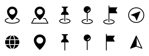 地図・マップ・ピン・位置のアイコンイラスト © clarity_biz_lab