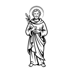 Obraz premium Saint joseph holding lily flower illustration