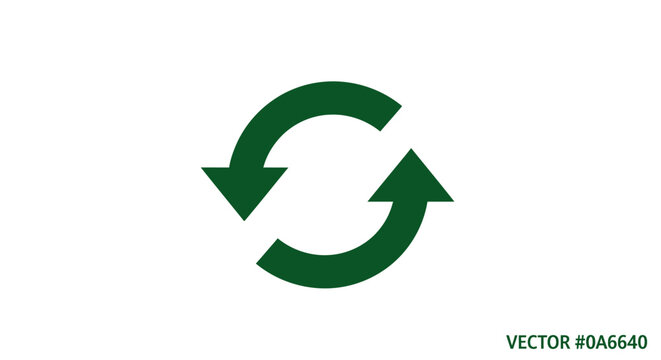 Green Circular Arrows Icon Representing Renewal, Cycle, and Refresh on White Background