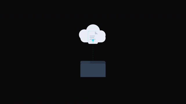 Folder To Cloud Upload computing on a black background. Great for technology concepts, website designs, and digital marketing materials.