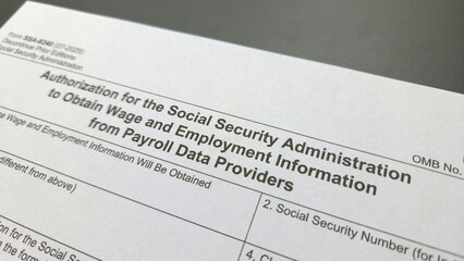 Obraz premium Form SSA-8240 – Authorization to Obtain Wage and Employment Info