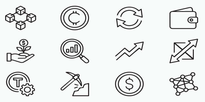 Cryptocurrency and Investment Icons

