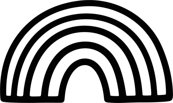 Black and white rainbow symbol icon.