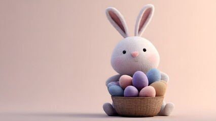 Fototapeta premium Bunny Holding Easter Basket