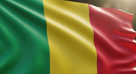 Obraz premium Mali national flag waving, green, yellow, and red colors