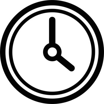 Simple Black Clock Face Icon.