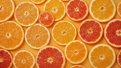 Fototapeta premium Citrus Fruit Texture Background. Orange and grapefruit, Bright Fresh Food Pattern