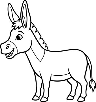 Smiling cartoon donkey standing alone.