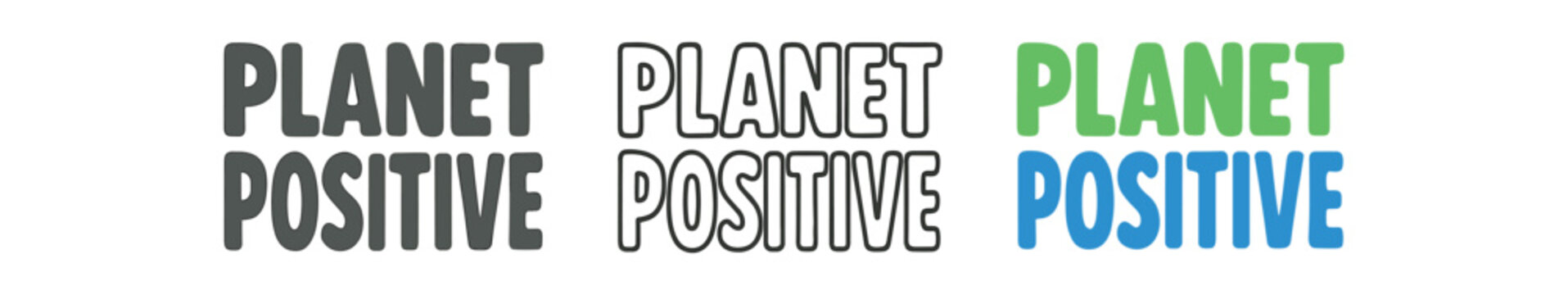 Planet positive icon set. climate action, eco friendly, environmental optimism, reduce emissions. outline flat and colored vector illustration.