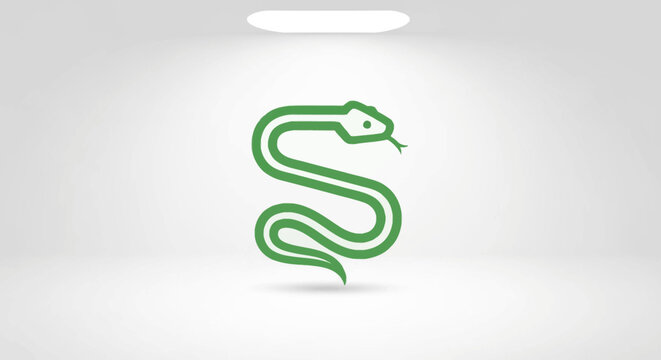 Green snake illustration on white background, animal wildlife, vibrant artistic concept