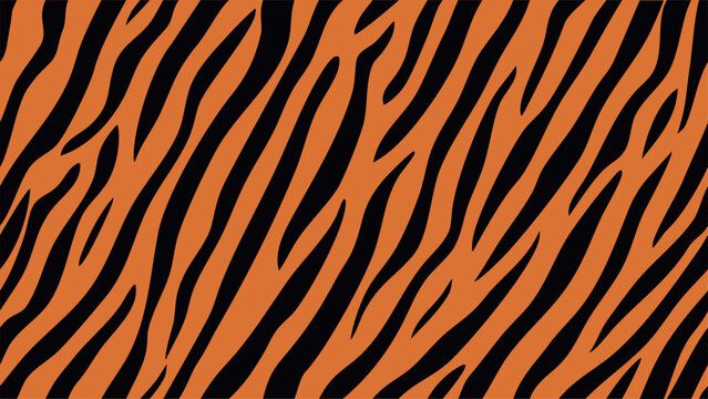 A striking pattern of bold orange and black stripes fills the frame.