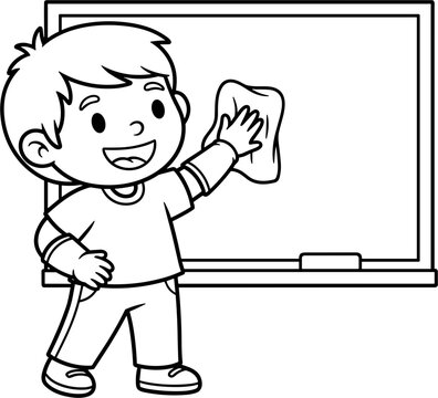 Boy holding a piece of chalk.