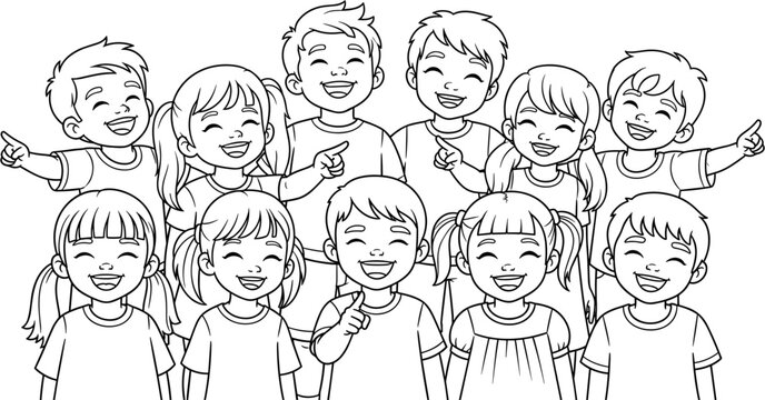 Group of happy smiling children together.