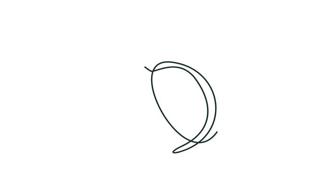 Animated self drawing of continuous line draw of apple with leaves	  Full length one line animation. 4K	