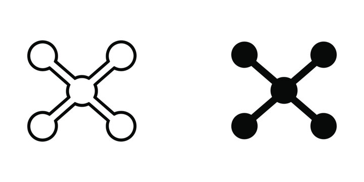 Comparison of filled and unfilled central nodes in a star graph structure with five connections