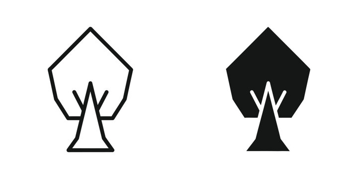 Contrasting visual styles of spade symbols in outline and solid black versions