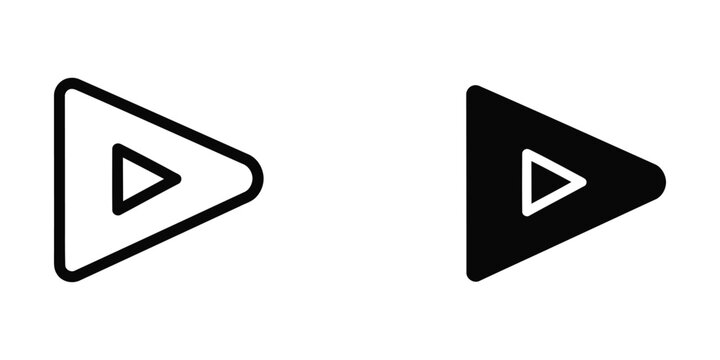 Comparison of outlined and filled play button icons in black and white
