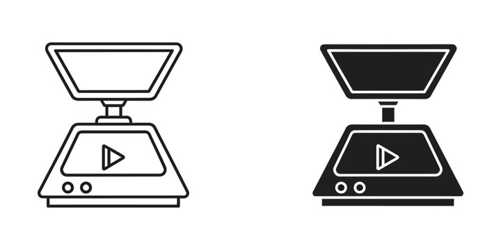 Comparison of old and modern video player device designs with projector attachments