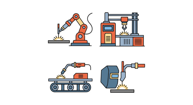 Automated Welder Line art modern abstract vector