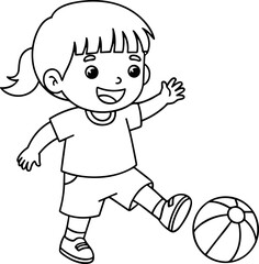 Obraz premium Little girl playing with soccer ball 1.