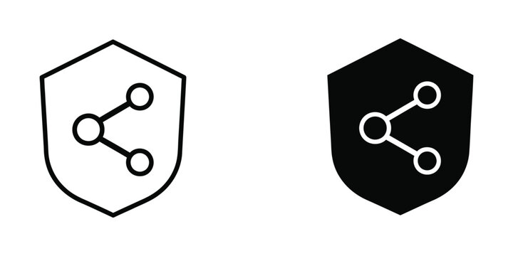 Contrast of shield icons with interconnected nodes in light and dark themes
