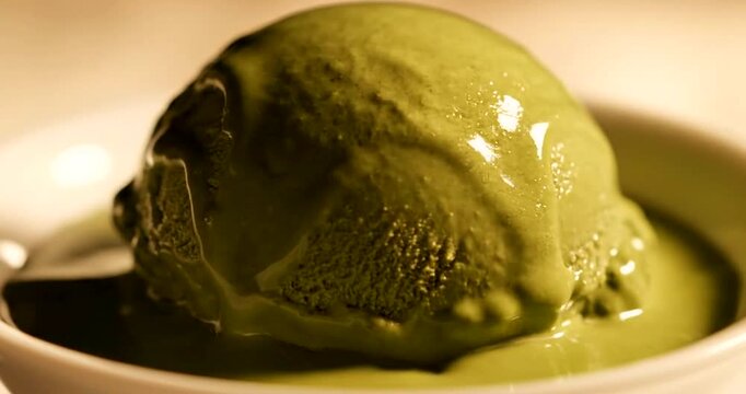 Matcha green tea ice cream dessert.