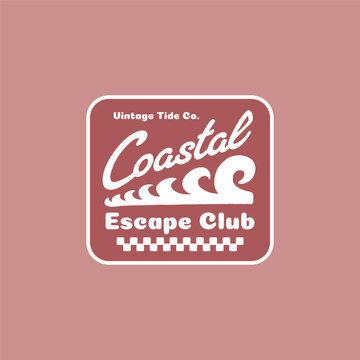 Vintage surf design template for surf club, surf shop, surf merch.