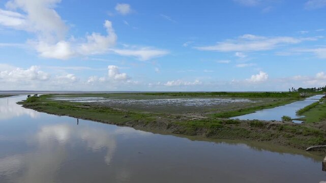 Nature of Dhal Char. At southernmost island of Bhola district in Bangladesh. The country's remotest permanently inhabited islands, far out in the Bay of Bengal.
