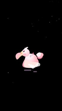 Cute Pale Pink Pastel Bouncing Dodo Bird Walking Loop