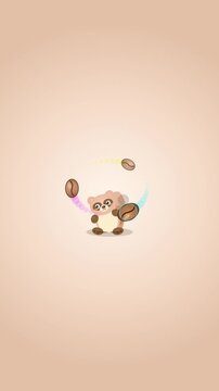 Magical Pastel Civet Juggling Glowing Coffee Beans Loop