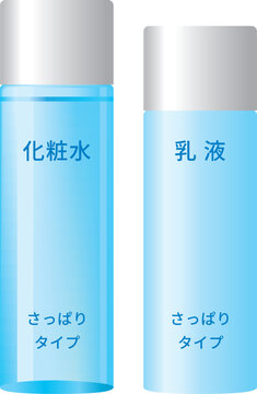 シンプルな化粧水と乳液のボトルセット（さっぱりタイプ）