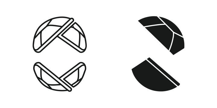 Abstract geometric shapes resembling twisted loops and segmented hemispheres