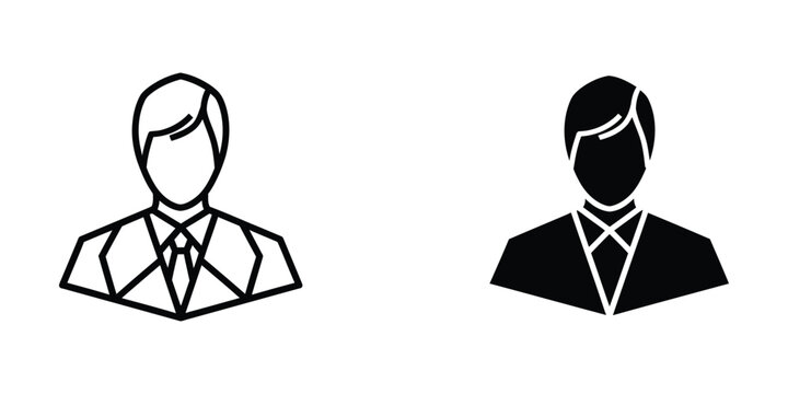 Contrasting silhouettes of professional men in formal attire against a plain background