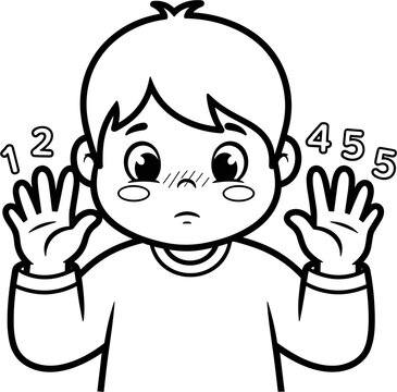 Caucasian child with puzzled expression gestures.