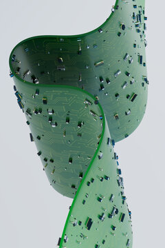 3D Circuit Fold Ribbon with twisted board and chip detail