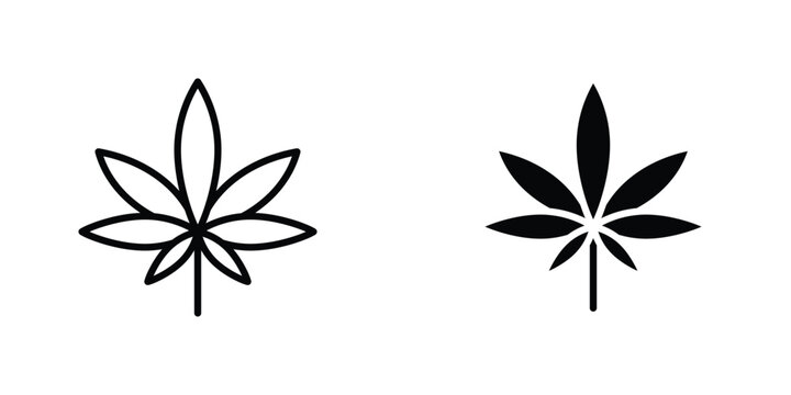 Marijuana icon in doodles flat and line stroke pack