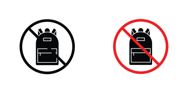 No backpacks allowed sign in doodles flat and line stroke pack