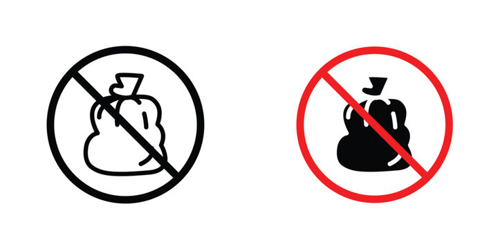 No garbage sign in doodles flat and line stroke pack