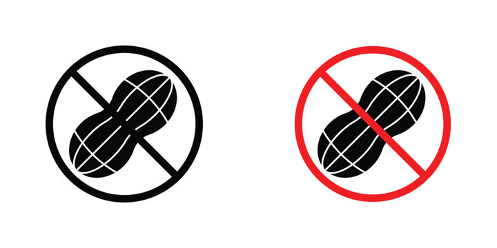 No peanut sign in doodles flat and line stroke pack