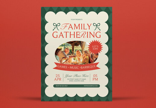 Green and Red Vintage Family Gathering Flyer Layout
