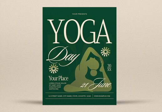Green Bohemian Yoga Day Flyer Layout